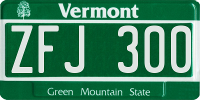 VT license plate ZFJ300