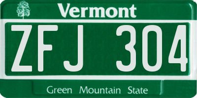 VT license plate ZFJ304