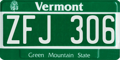VT license plate ZFJ306