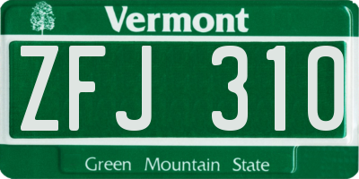 VT license plate ZFJ310