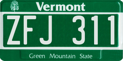 VT license plate ZFJ311