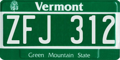 VT license plate ZFJ312