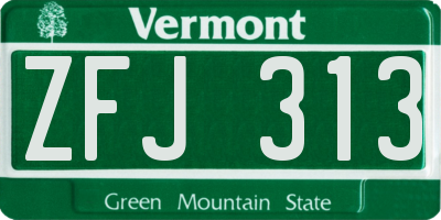 VT license plate ZFJ313