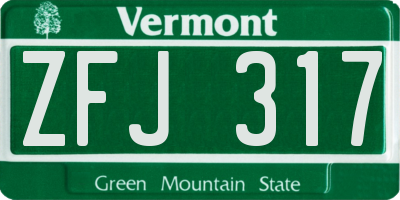 VT license plate ZFJ317