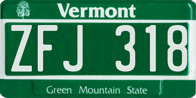 VT license plate ZFJ318