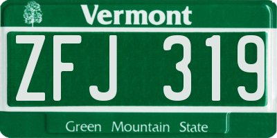 VT license plate ZFJ319