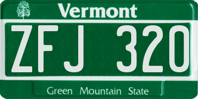 VT license plate ZFJ320