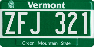 VT license plate ZFJ321
