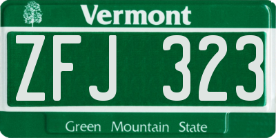 VT license plate ZFJ323