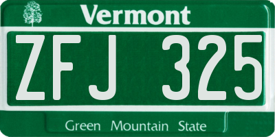 VT license plate ZFJ325