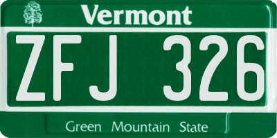 VT license plate ZFJ326