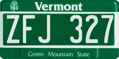 VT license plate ZFJ327
