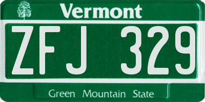 VT license plate ZFJ329