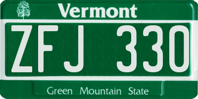 VT license plate ZFJ330