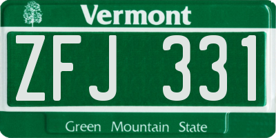 VT license plate ZFJ331