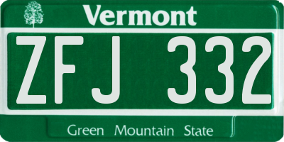 VT license plate ZFJ332