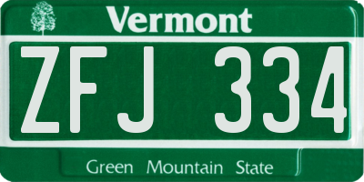 VT license plate ZFJ334