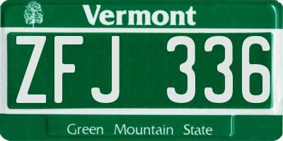 VT license plate ZFJ336