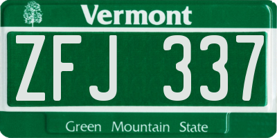 VT license plate ZFJ337