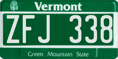VT license plate ZFJ338