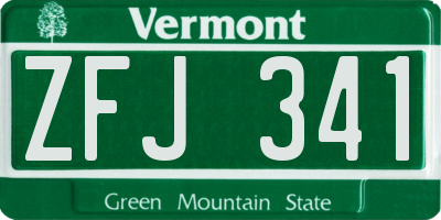 VT license plate ZFJ341