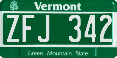 VT license plate ZFJ342