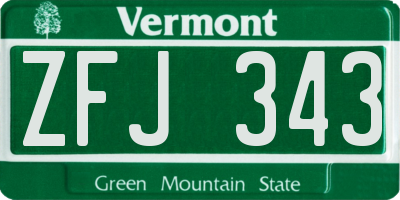 VT license plate ZFJ343