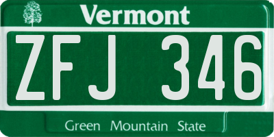 VT license plate ZFJ346