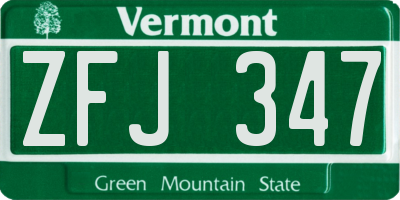VT license plate ZFJ347