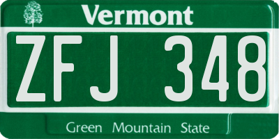 VT license plate ZFJ348