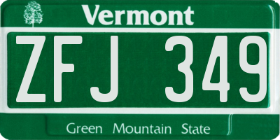 VT license plate ZFJ349