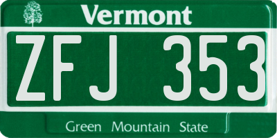 VT license plate ZFJ353