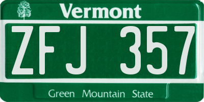 VT license plate ZFJ357