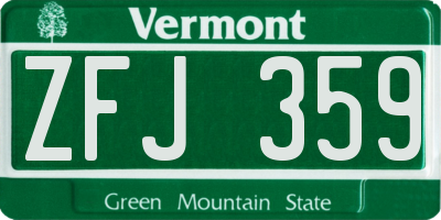 VT license plate ZFJ359