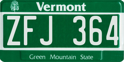 VT license plate ZFJ364