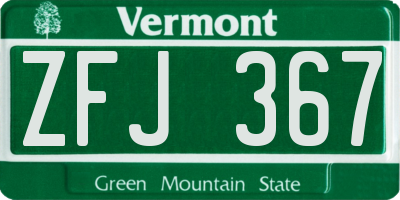 VT license plate ZFJ367