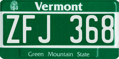 VT license plate ZFJ368