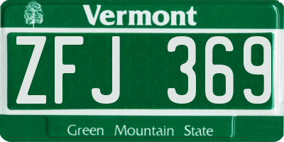 VT license plate ZFJ369