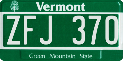 VT license plate ZFJ370