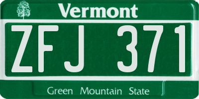 VT license plate ZFJ371