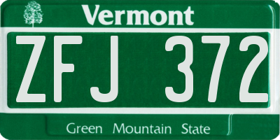 VT license plate ZFJ372