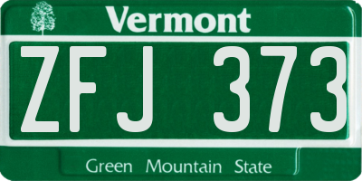 VT license plate ZFJ373