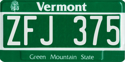 VT license plate ZFJ375