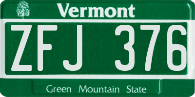 VT license plate ZFJ376