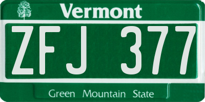 VT license plate ZFJ377