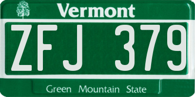 VT license plate ZFJ379