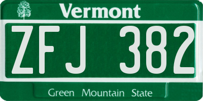 VT license plate ZFJ382