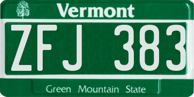 VT license plate ZFJ383