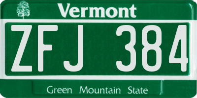 VT license plate ZFJ384