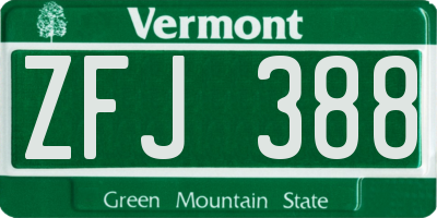 VT license plate ZFJ388